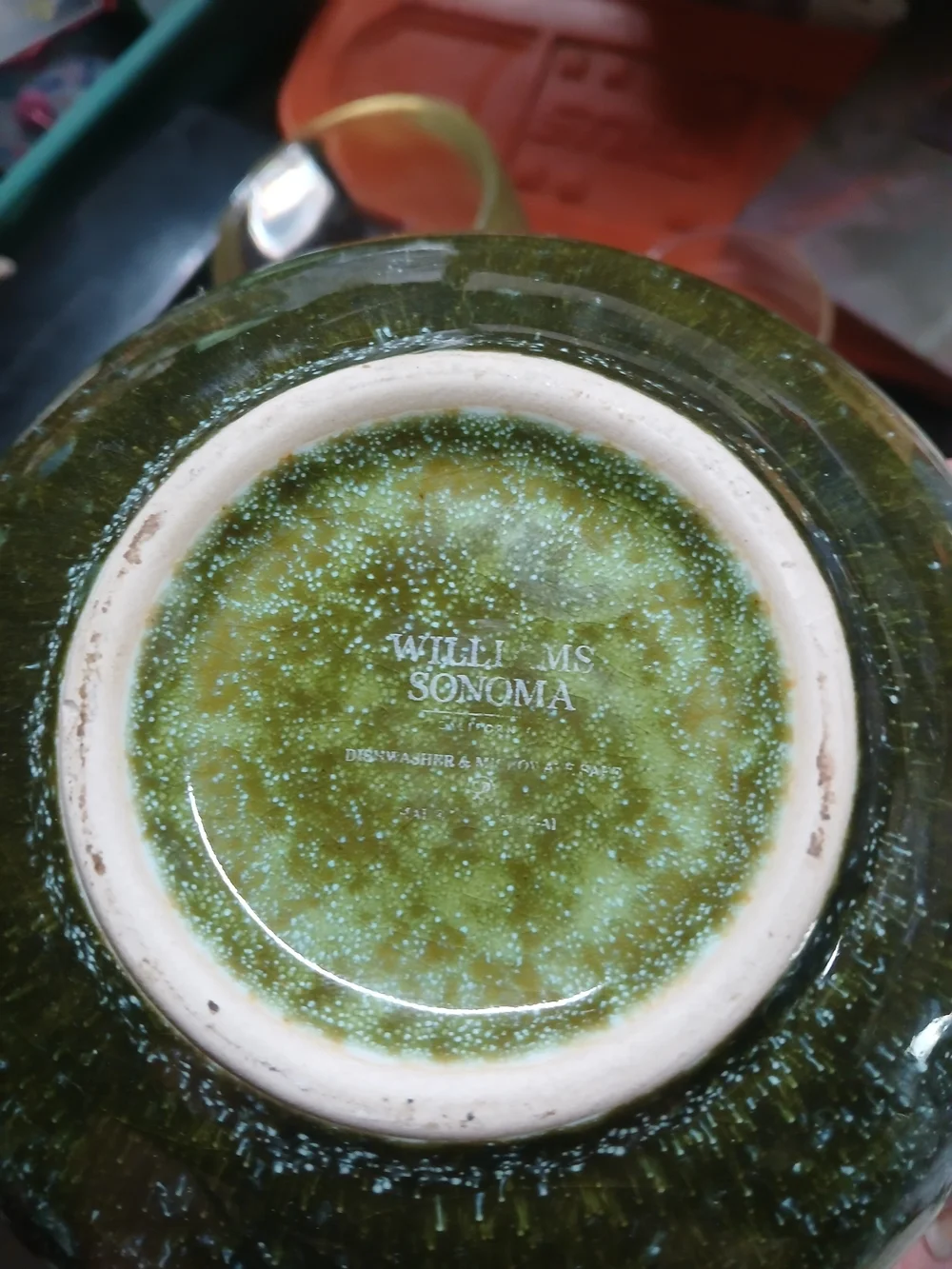 Williams Sonoma Green Glazed Ceramic Bowl